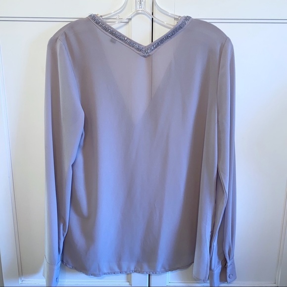 Honey Punch | Beaded Grey Blouse V-Neck Small - Picture 3 of 12
